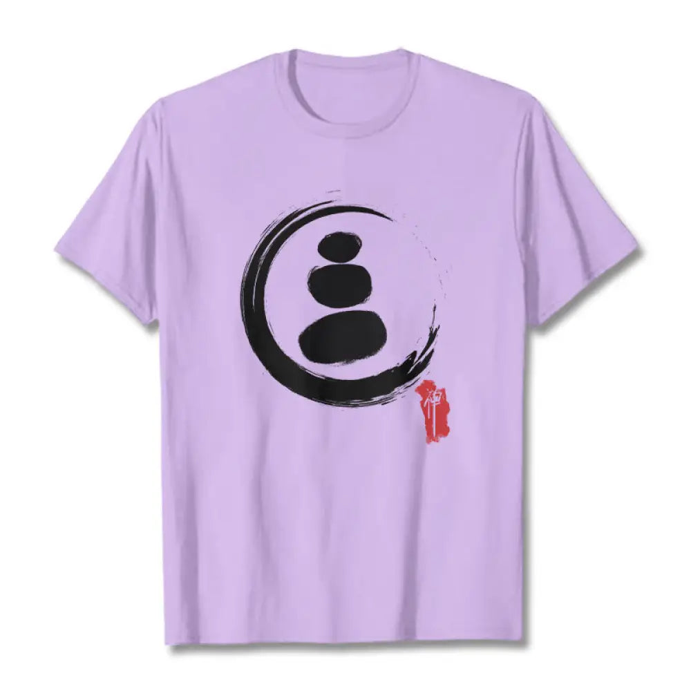 Buddha Stones Zen Circles Cotton Tee T-shirt - Plum / S - T-Shirts