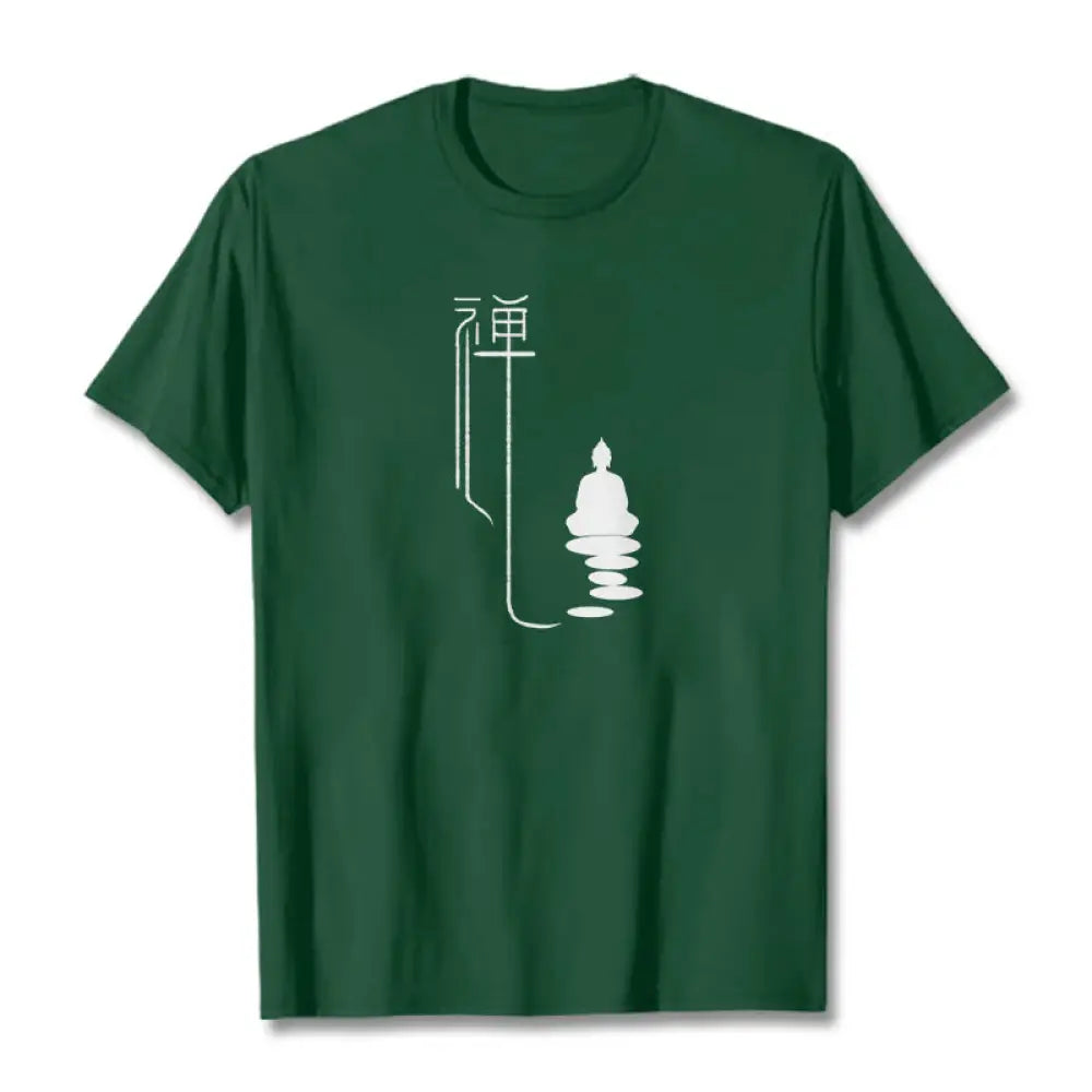 Buddha Stones Zen Buddha Tee T-shirt - Forest Green / S - T-Shirts