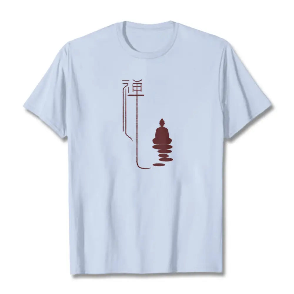 Buddha Stones Zen Buddha Tee T-shirt - Light Cyan / S - T-Shirts