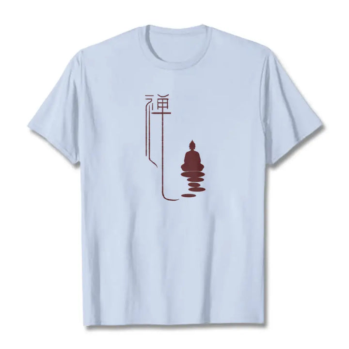 Buddha Stones Zen Buddha Tee T-shirt - Light Cyan / S - T-Shirts