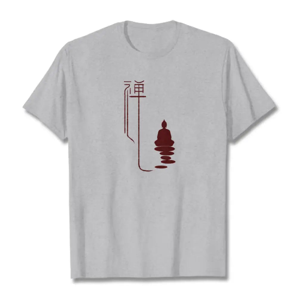 Buddha Stones Zen Buddha Tee T-shirt - Light Grey / S - T-Shirts