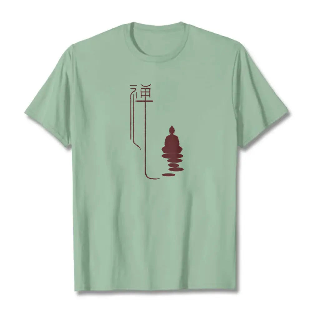 Buddha Stones Zen Buddha Tee T-shirt - Pale Green / S - T-Shirts