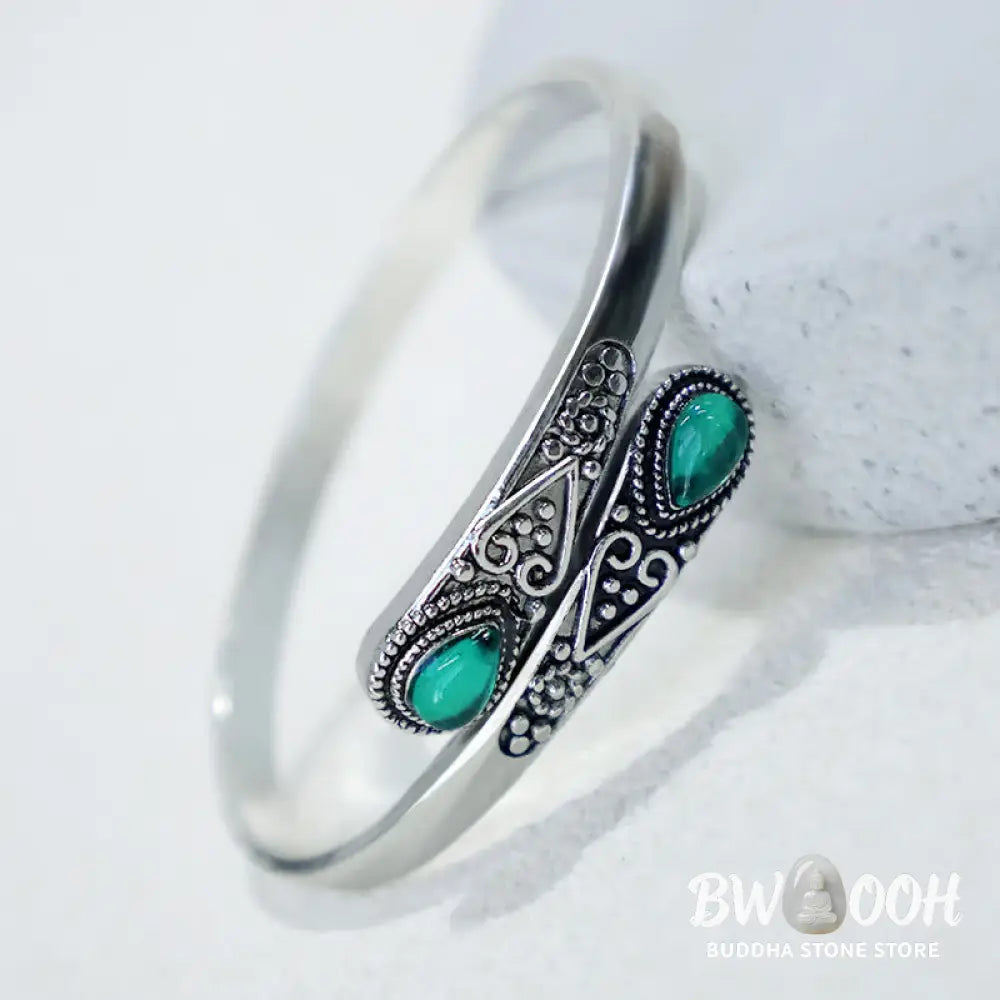 Buddha Stones Zircon Water Drop Pattern Healing Cuff Bracelet Bangle - BWOOOH - Bracelet Bangle