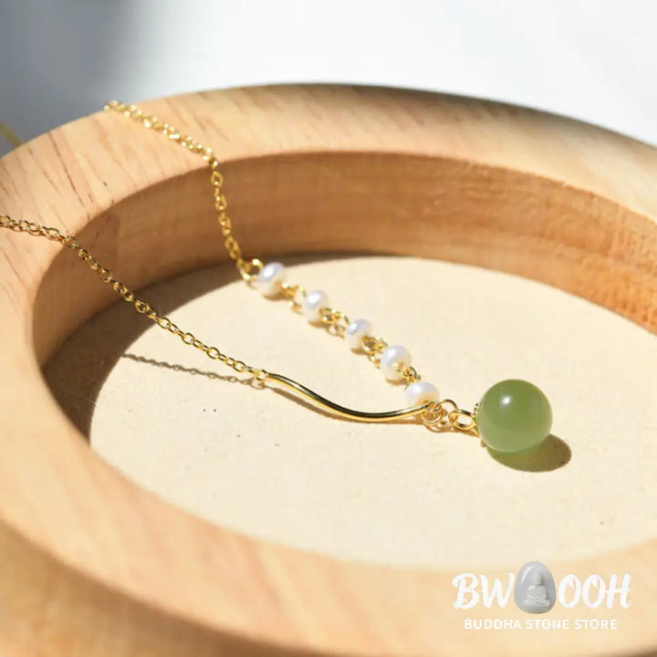 Buddha StonesNatural Hetian Jade Pearl Luck Bead Necklace Pendant - BWOOOH - Hetian Jade(Prosperity♥Abundance)