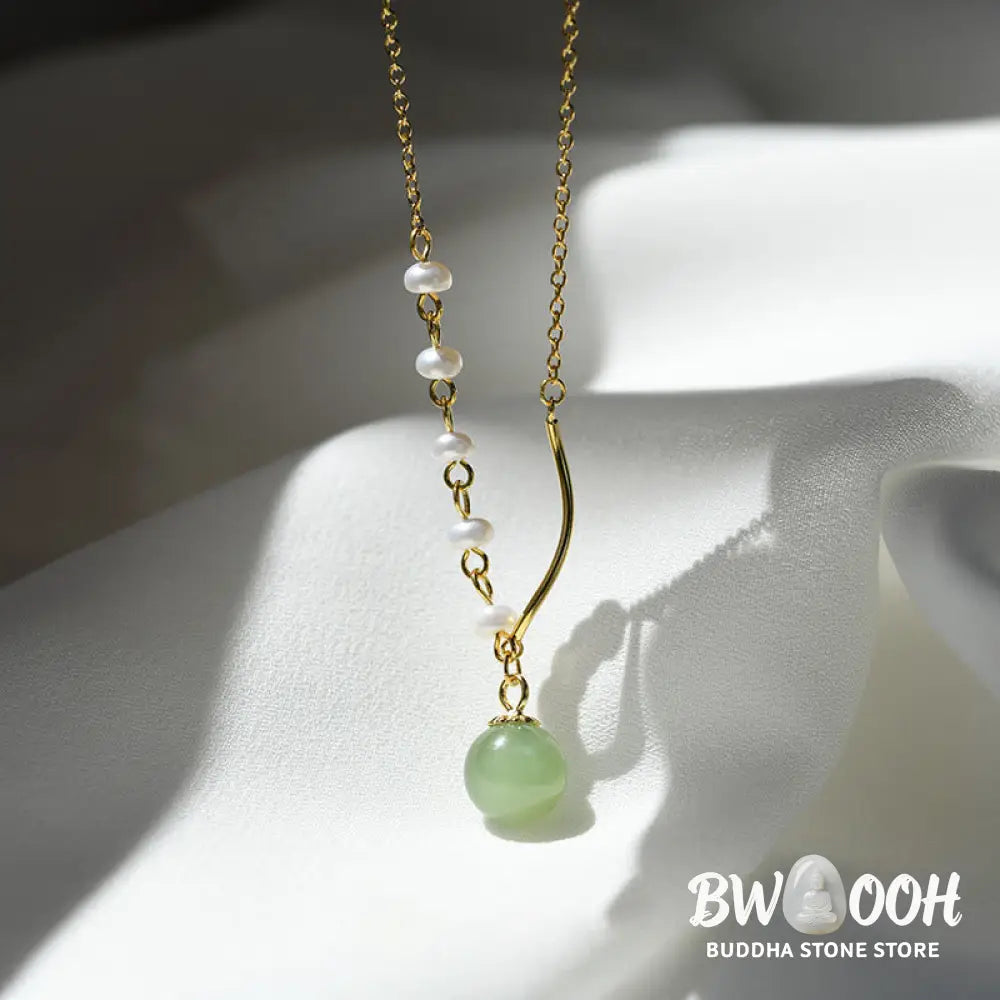 Buddha StonesNatural Hetian Jade Pearl Luck Bead Necklace Pendant - BWOOOH - Hetian Jade(Prosperity♥Abundance)