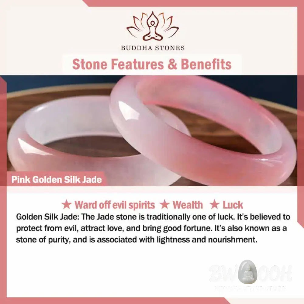 Buddha StonesPink Golden Silk Jade Lotus Flower Wealth Necklace Pendant - BWOOOH - Pink Golden Silk Jade - Necklaces &amp;