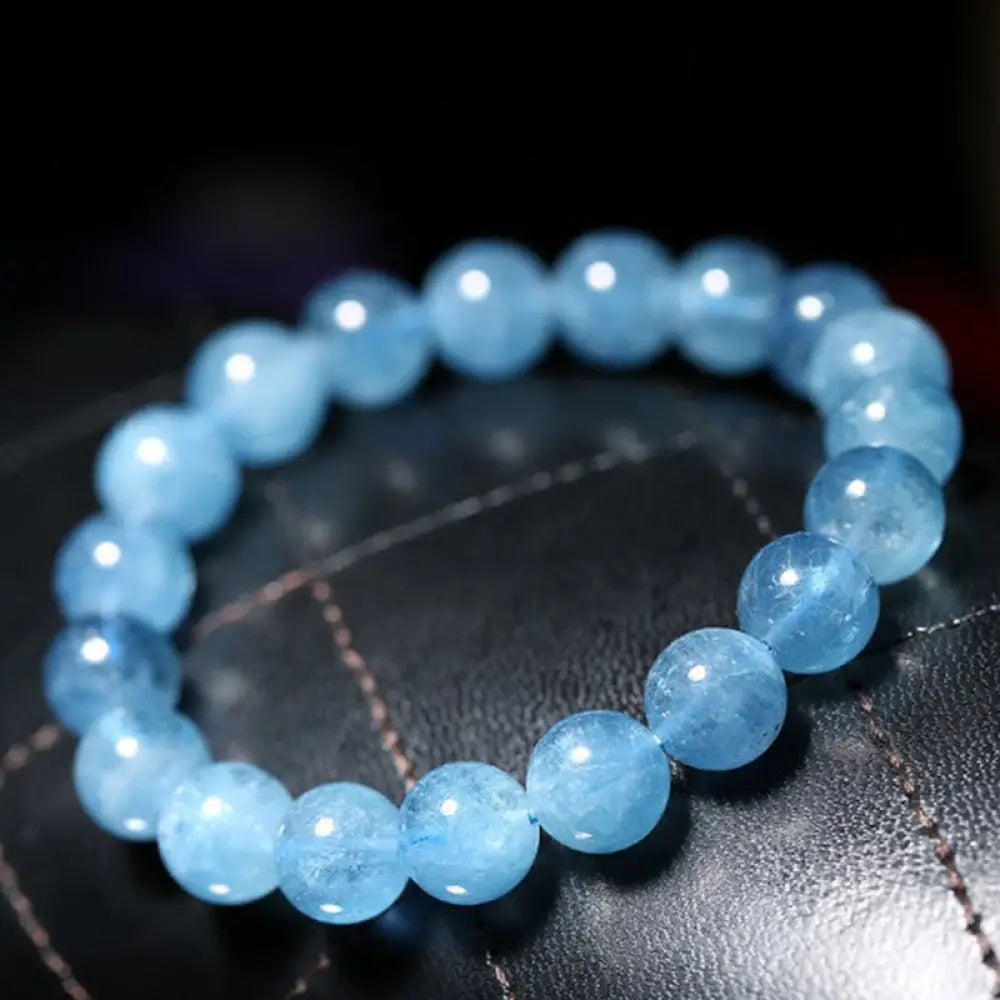 Buddhastoneshop Aquamarine Beads Peace Healing Bracelet - BWOOOH - 10mm - Bracelet