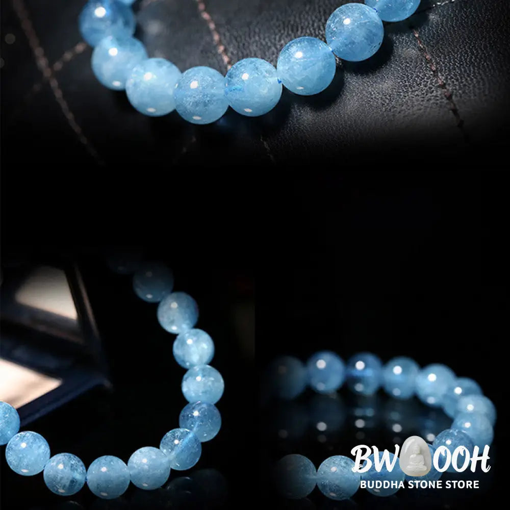 Buddhastoneshop Aquamarine Beads Peace Healing Bracelet - BWOOOH - Bracelet