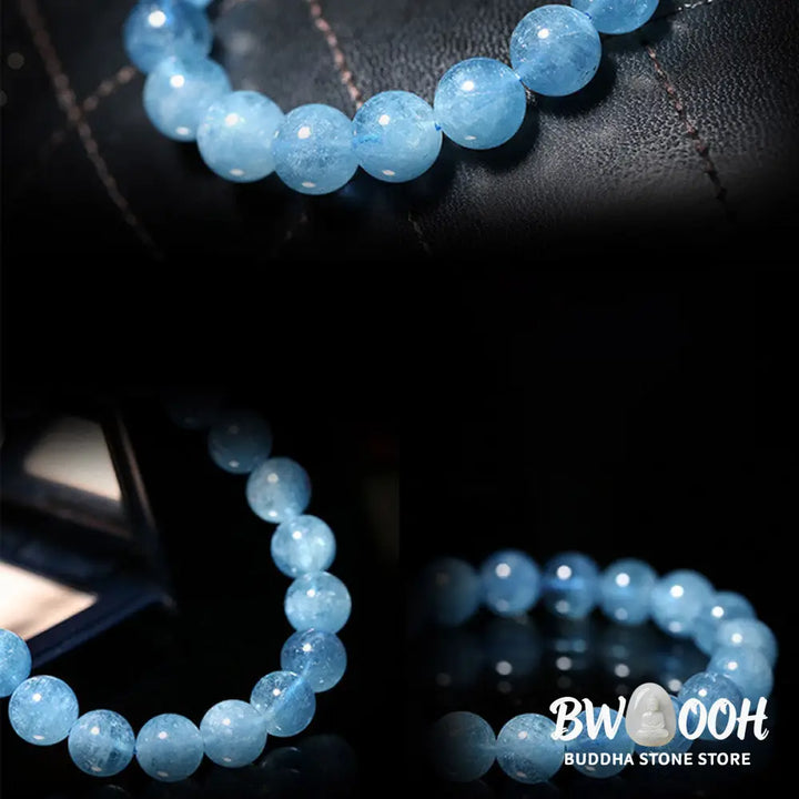 Buddhastoneshop Aquamarine Beads Peace Healing Bracelet - BWOOOH - Bracelet