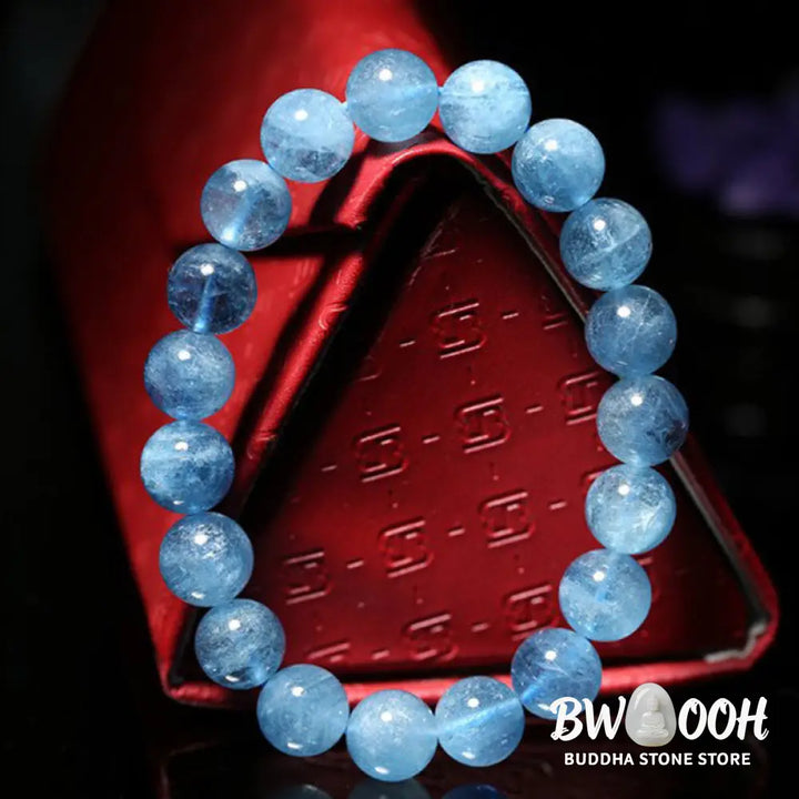 Buddhastoneshop Aquamarine Beads Peace Healing Bracelet - BWOOOH - Bracelet