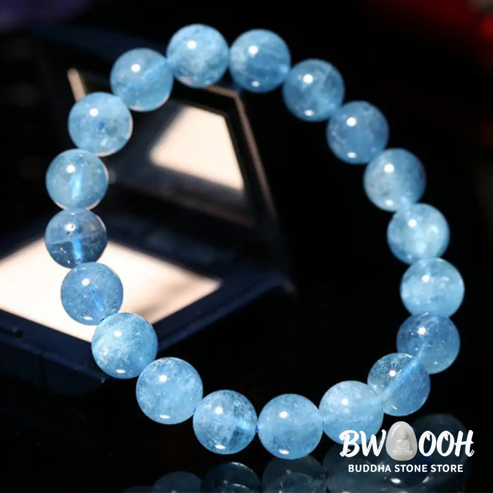 Buddhastoneshop Aquamarine Beads Peace Healing Bracelet - BWOOOH - Bracelet
