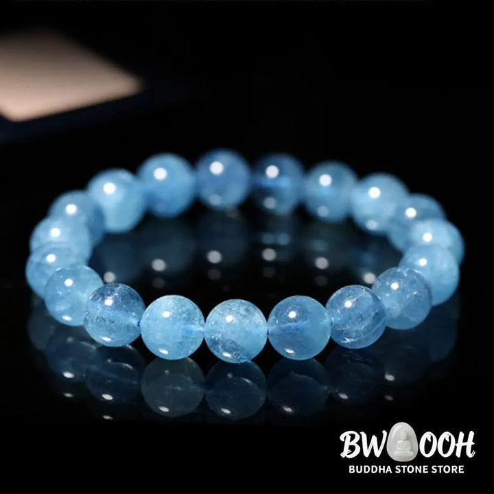 Buddhastoneshop Aquamarine Beads Peace Healing Bracelet - BWOOOH - Bracelet