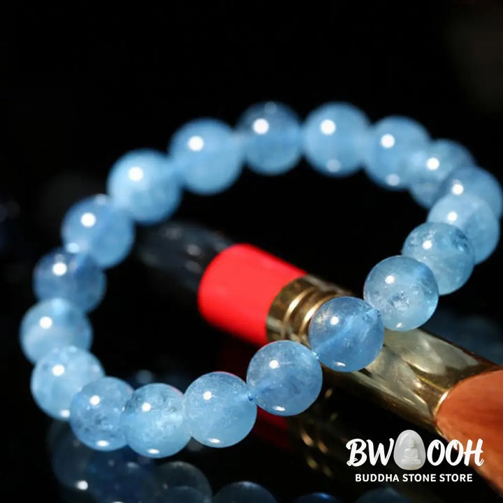Buddhastoneshop Aquamarine Beads Peace Healing Bracelet - BWOOOH - Bracelet