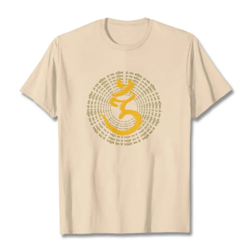 BWOOOH 108 OM NAMAH SHIVAYA Mantra Sanskrit Tee T-shirt - Bisque / S - T-Shirts