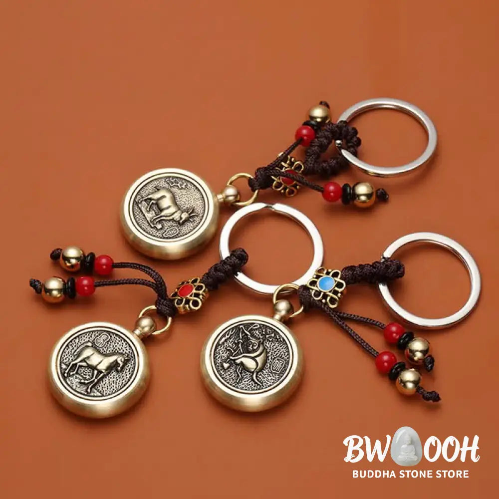 BWOOOH 12 Chinese Zodiac Blessing Wealth Fortune Keychain - Key Chain