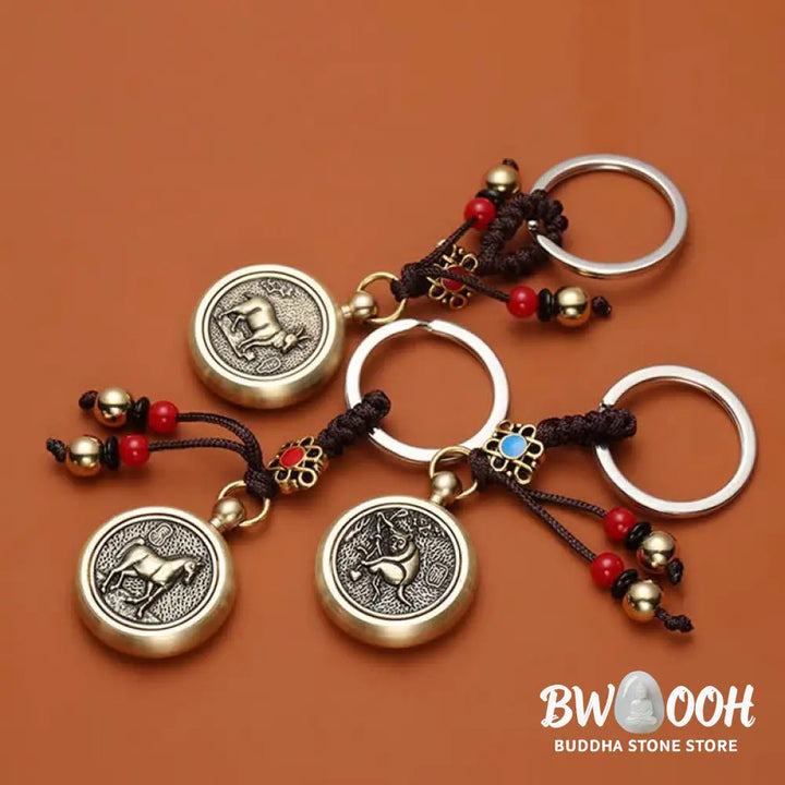 BWOOOH 12 Chinese Zodiac Blessing Wealth Fortune Keychain - Key Chain