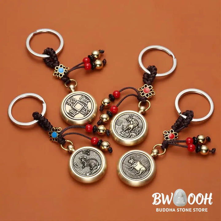 BWOOOH 12 Chinese Zodiac Blessing Wealth Fortune Keychain - Key Chain