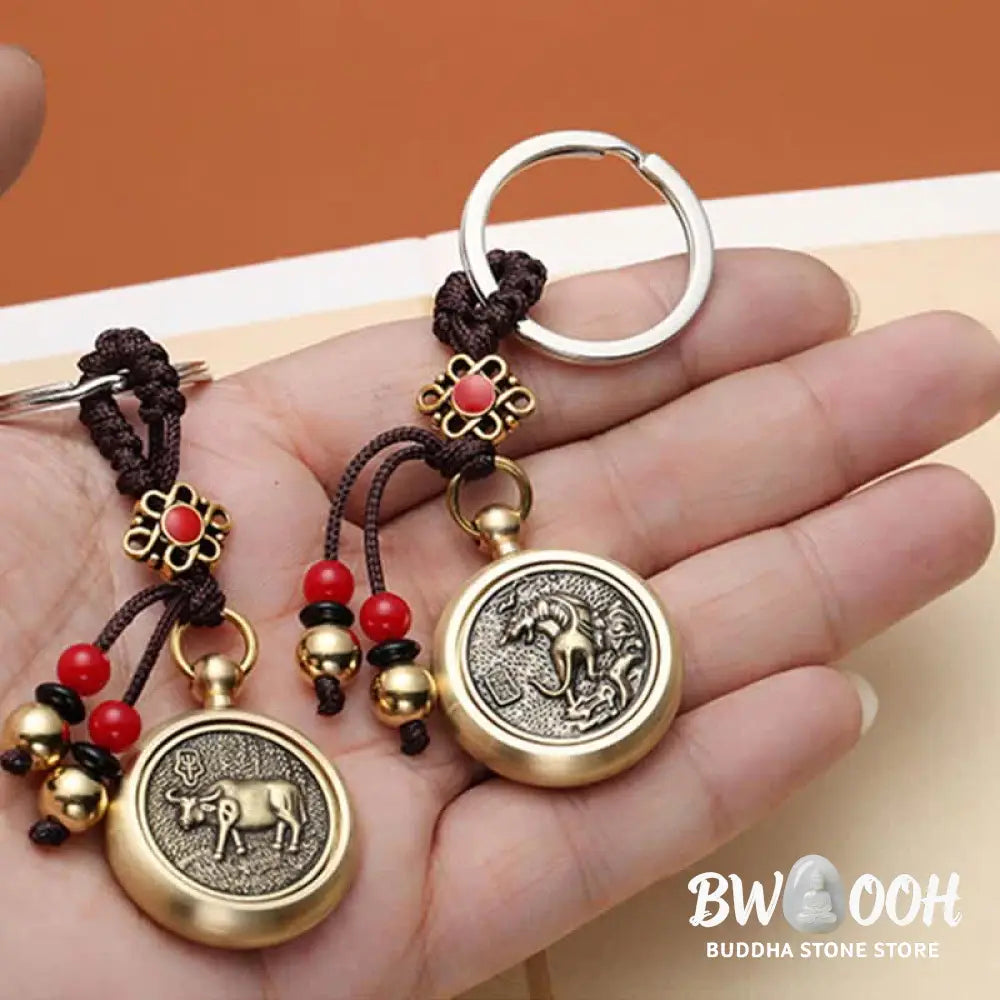 BWOOOH 12 Chinese Zodiac Blessing Wealth Fortune Keychain - Key Chain