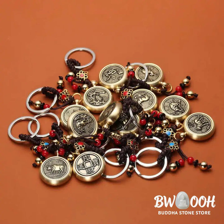 BWOOOH 12 Chinese Zodiac Blessing Wealth Fortune Keychain - Key Chain