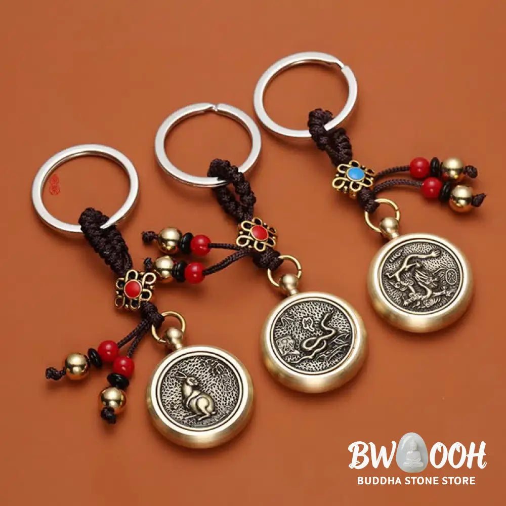 BWOOOH 12 Chinese Zodiac Blessing Wealth Fortune Keychain - Key Chain