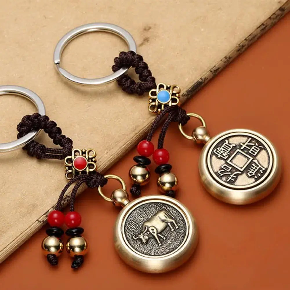 BWOOOH 12 Chinese Zodiac Blessing Wealth Fortune Keychain