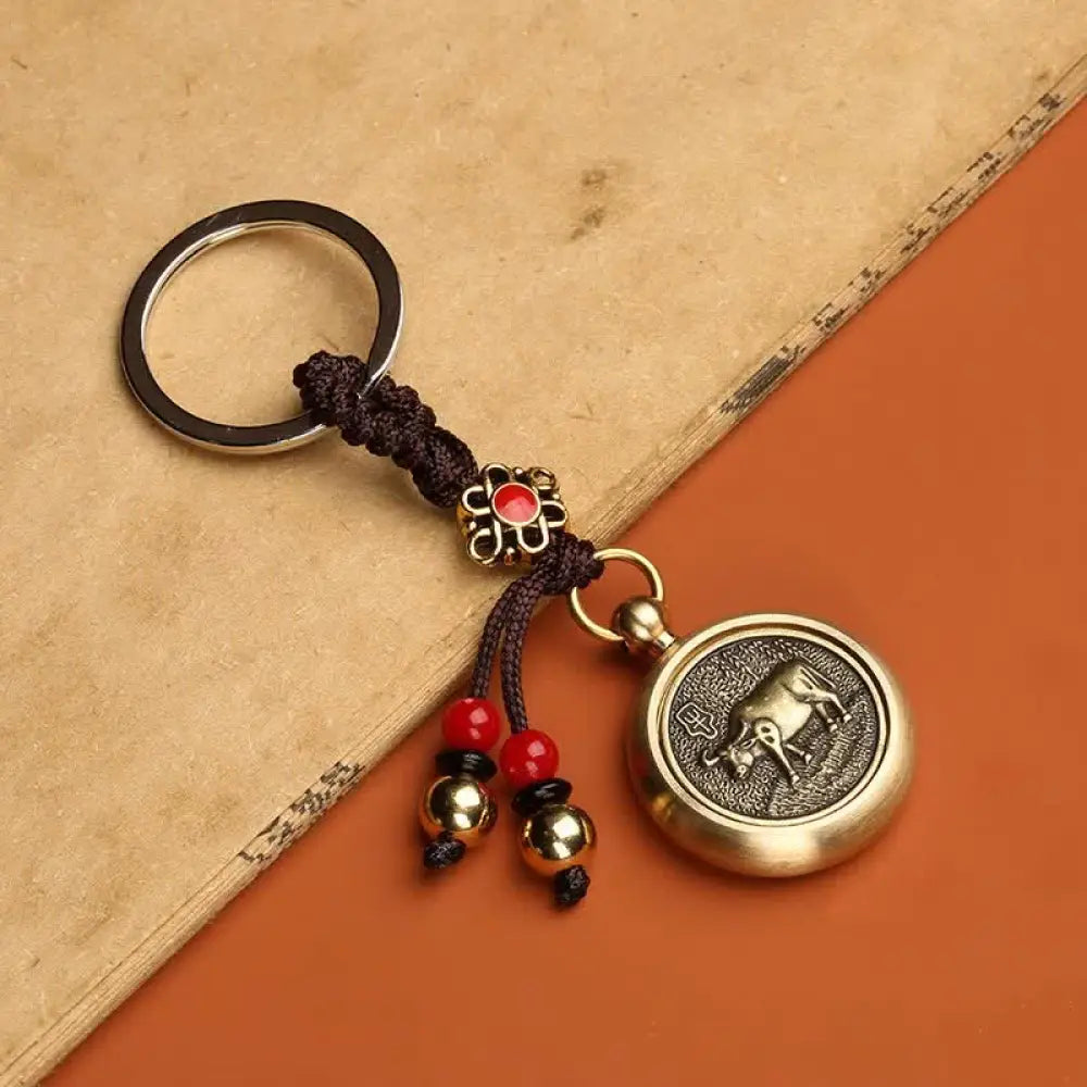 BWOOOH 12 Chinese Zodiac Blessing Wealth Fortune Keychain - Ox - Key Chain