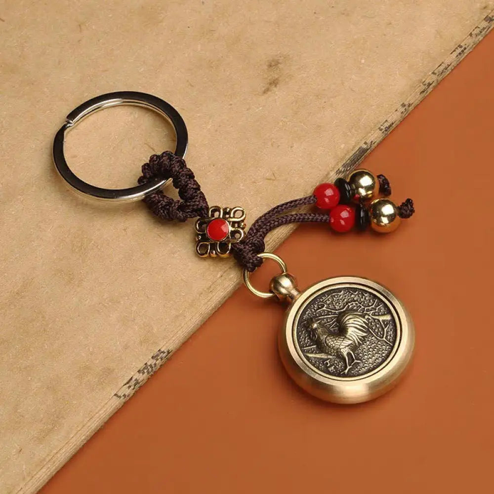 BWOOOH 12 Chinese Zodiac Blessing Wealth Fortune Keychain - Rooster - Key Chain