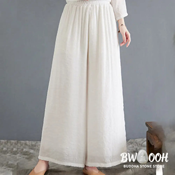 BWOOOH 2Pcs Beige Chinese Frog-Button Design Long Sleeve Shirt Top Pants Meditation Zen Tai Chi Cotton Linen Clothing
