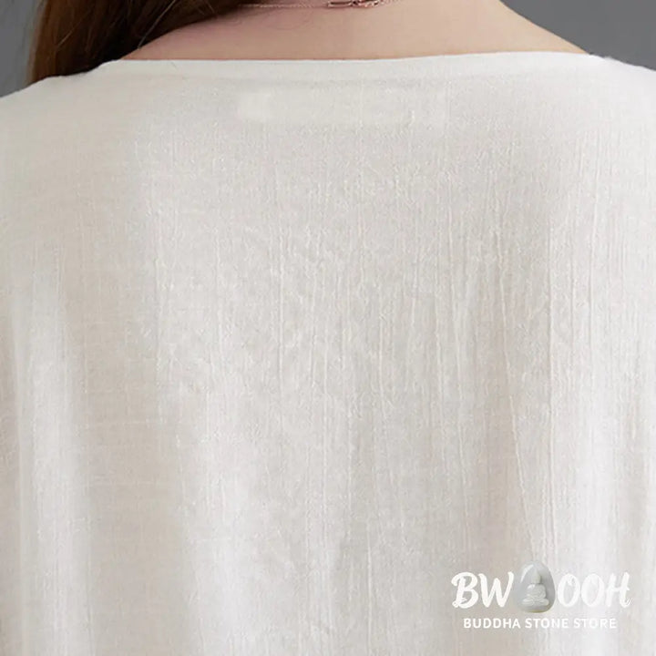 BWOOOH 2Pcs Beige Chinese Frog-Button Design Long Sleeve Shirt Top Pants Meditation Zen Tai Chi Cotton Linen Clothing