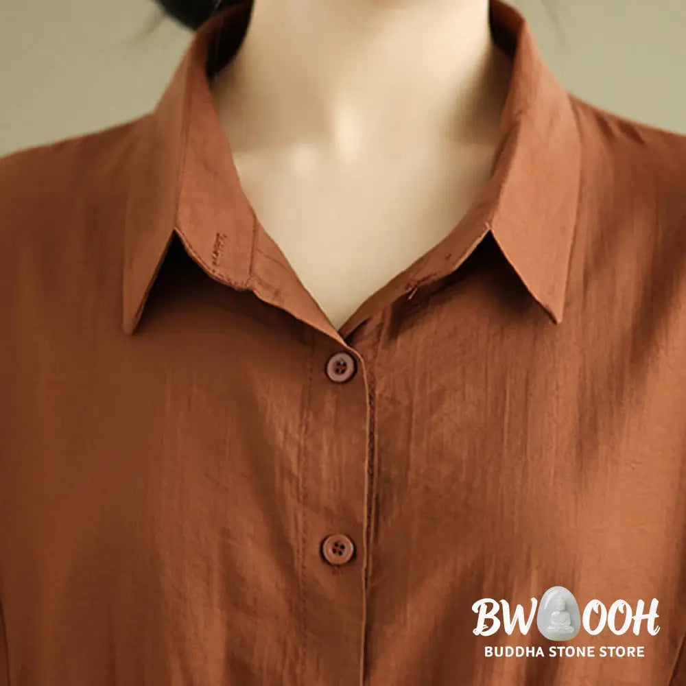 BWOOOH 2pcs Casual Women’s Stand Collar Shirt Loose Pants Meditation Clothing Set - Women’s Meditation Cloth
