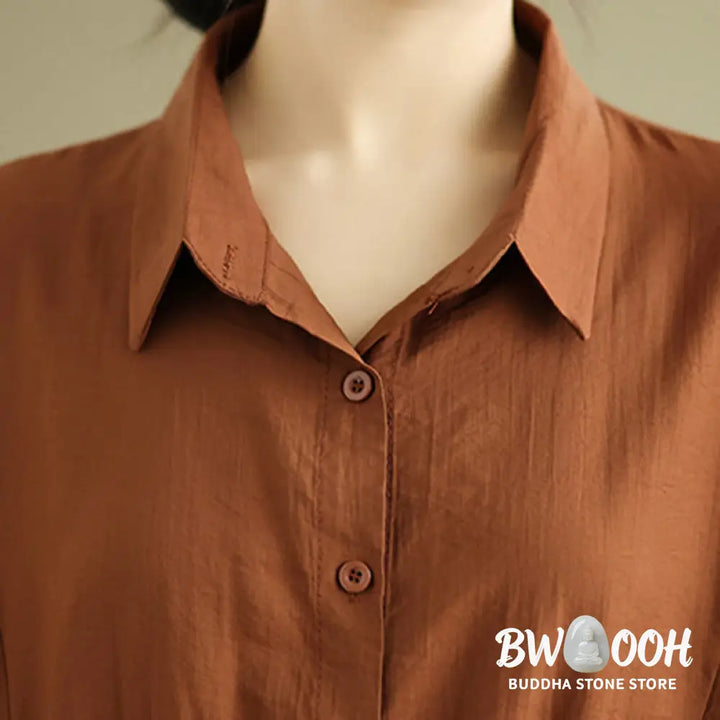 BWOOOH 2pcs Casual Women’s Stand Collar Shirt Loose Pants Meditation Clothing Set - Women’s Meditation Cloth