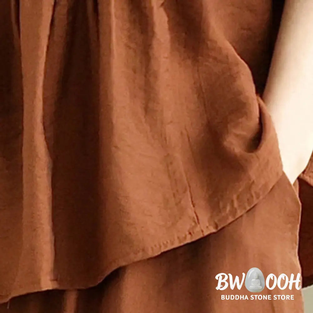 BWOOOH 2pcs Casual Women’s Stand Collar Shirt Loose Pants Meditation Clothing Set - Women’s Meditation Cloth