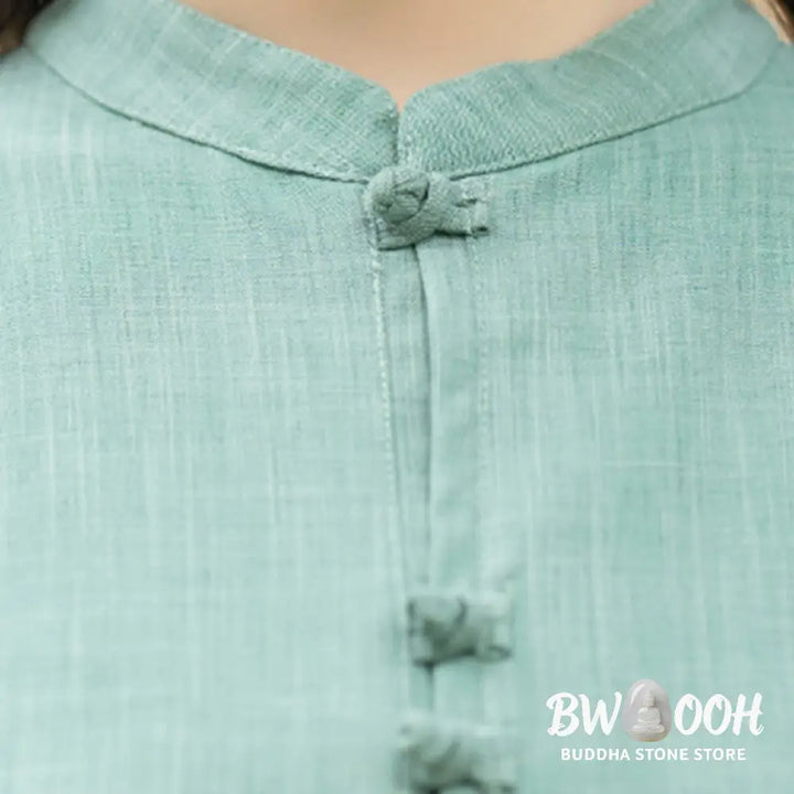 BWOOOH 2Pcs Chinese Frog-Button Long Sleeve Shirt Top Pants Meditation Zen Tai Chi Cotton Clothing Women’s Set