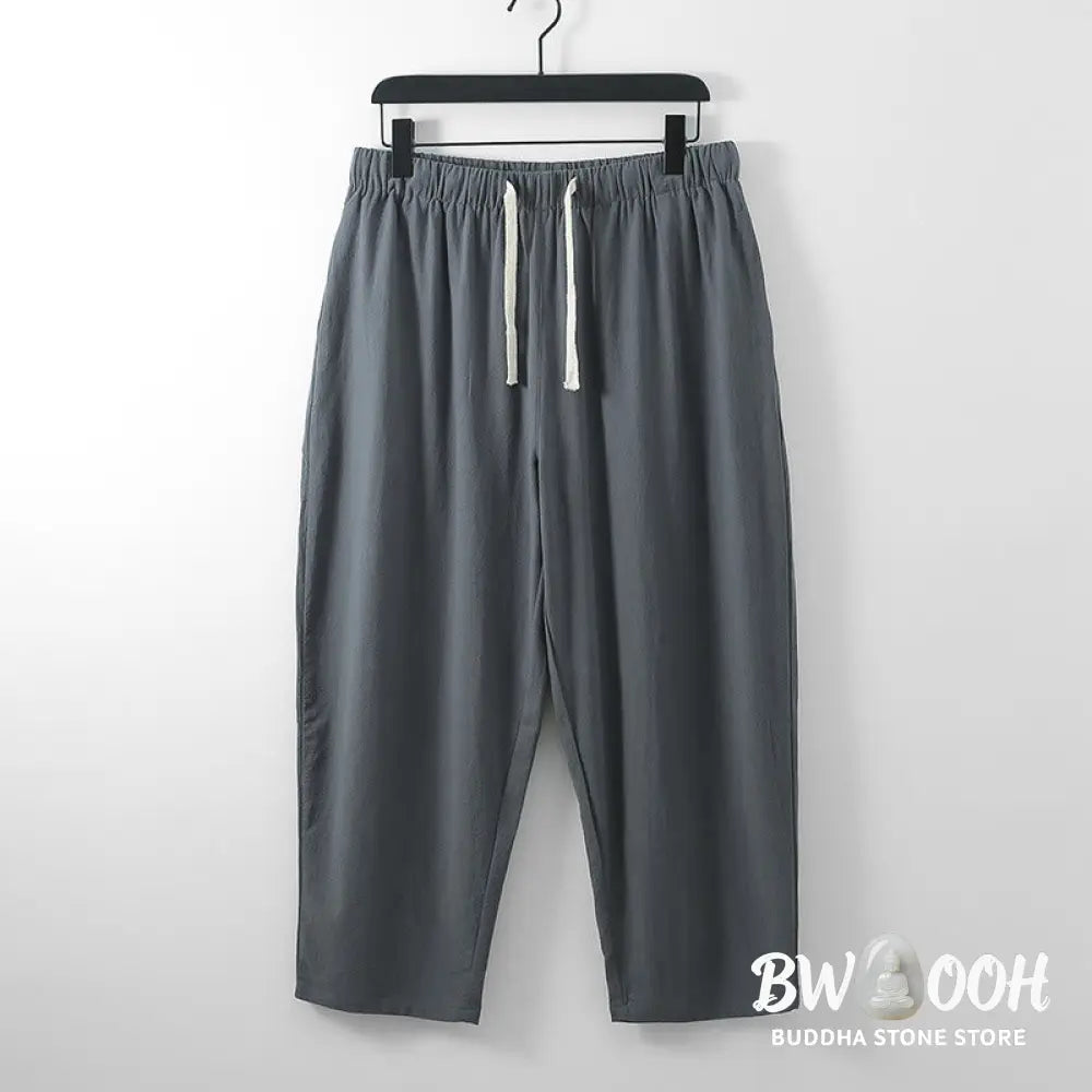 BWOOOH 2Pcs Cotton Kimono Ankle-Length Pants Men’s Meditation Cloth Set - Men’s Meditation Cloth