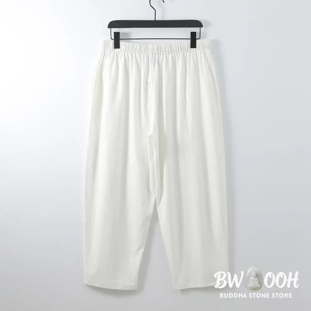 BWOOOH 2Pcs Cotton Kimono Ankle-Length Pants Men’s Meditation Cloth Set - Men’s Meditation Cloth