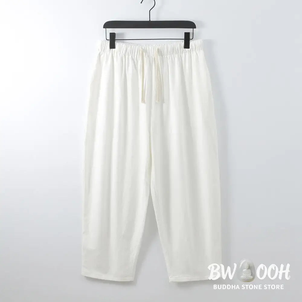 BWOOOH 2Pcs Cotton Kimono Ankle-Length Pants Men’s Meditation Cloth Set - Men’s Meditation Cloth
