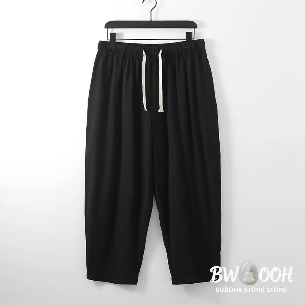 BWOOOH 2Pcs Cotton Kimono Ankle-Length Pants Men’s Meditation Cloth Set - Men’s Meditation Cloth