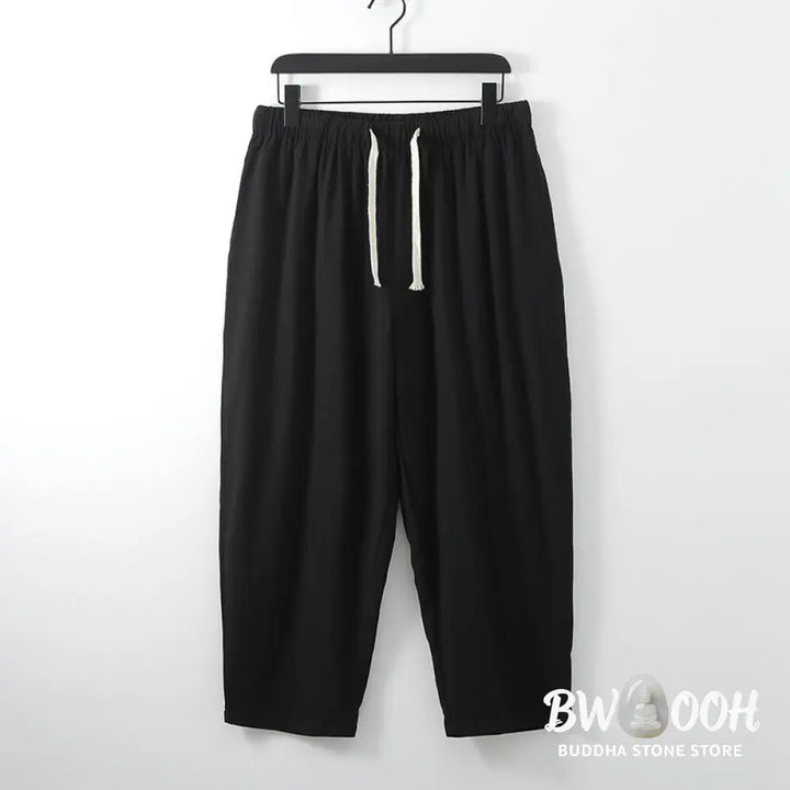 BWOOOH 2Pcs Cotton Kimono Ankle-Length Pants Men’s Meditation Cloth Set - Men’s Meditation Cloth