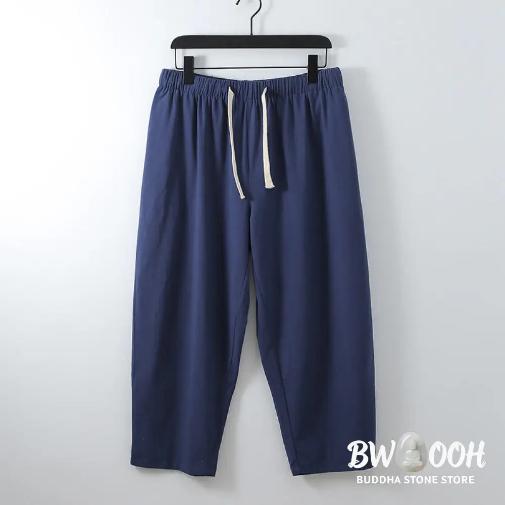 BWOOOH 2Pcs Cotton Kimono Ankle-Length Pants Men’s Meditation Cloth Set - Men’s Meditation Cloth