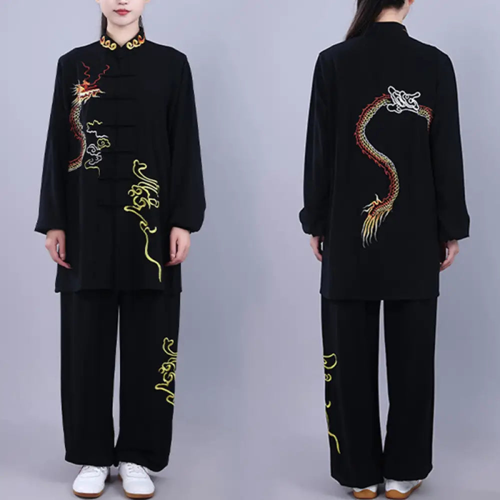BWOOOH unisex dragon embroidery meditation set in cotton.