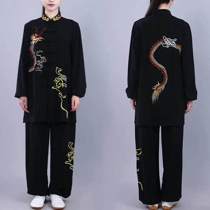 BWOOOH unisex dragon embroidery meditation set in cotton.