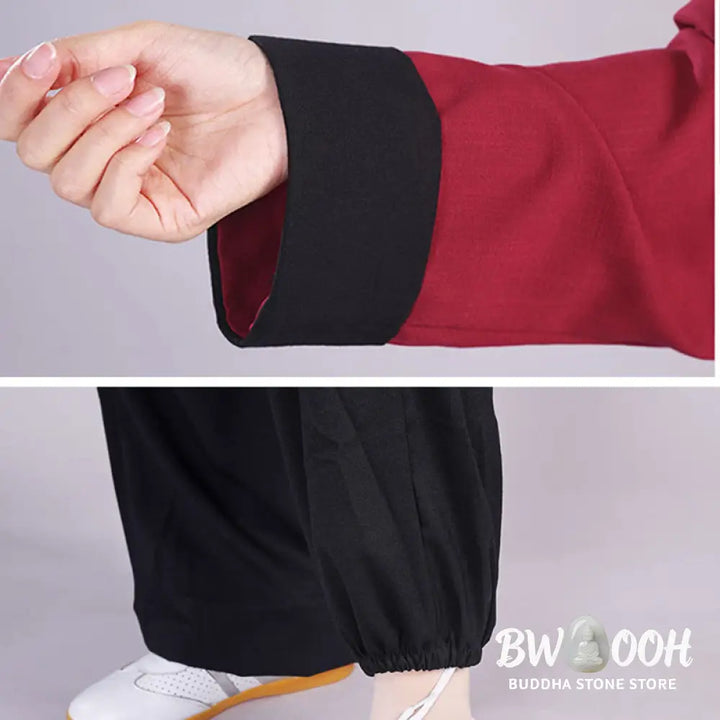 BWOOOH 2Pcs Fall Winter Frog-Button Tai Chi Meditation Qigong Zen Practice Unisex Cotton Linen Clothing Set - Unisex