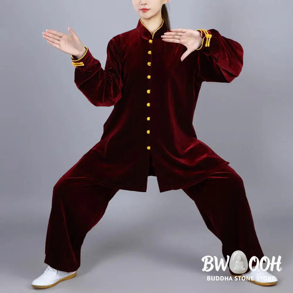 BWOOOH 2Pcs Fall Winter Tai Chi Meditation Qigong Zen Practice Unisex Velour Plush Clothing Set - Unisex Meditation