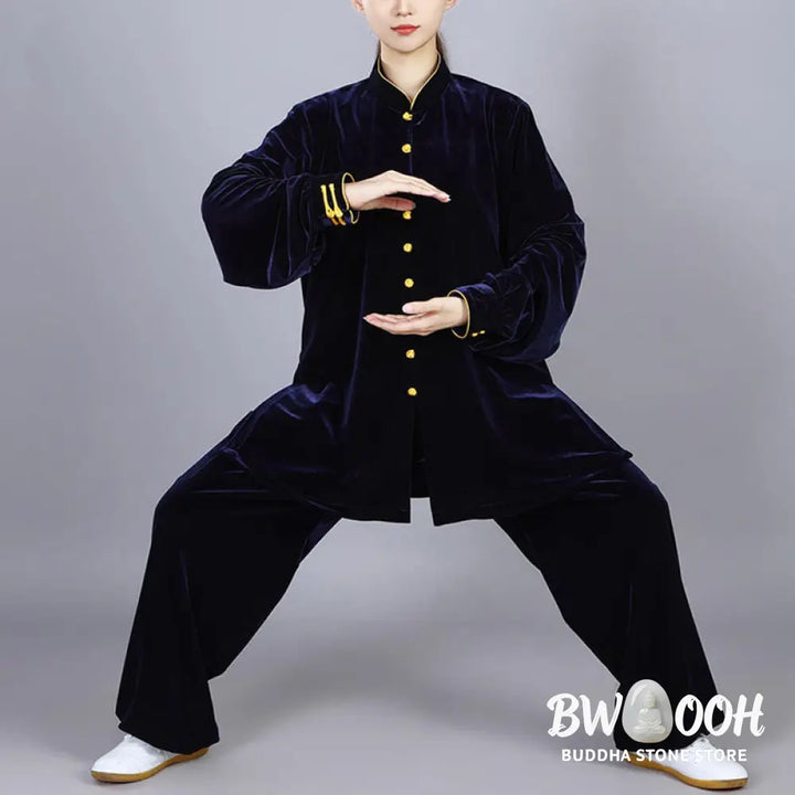 BWOOOH 2Pcs Fall Winter Tai Chi Meditation Qigong Zen Practice Unisex Velour Plush Clothing Set - Unisex Meditation
