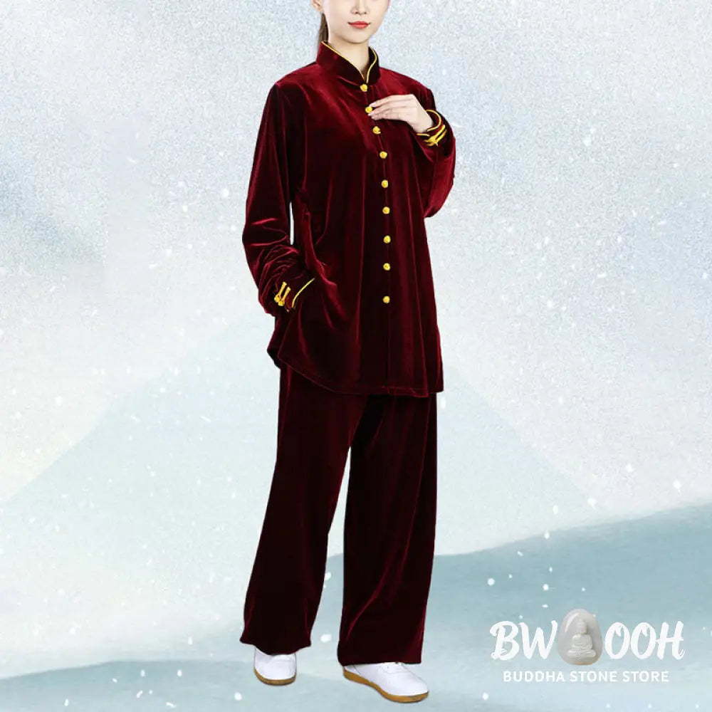 BWOOOH 2Pcs Fall Winter Tai Chi Meditation Qigong Zen Practice Unisex Velour Plush Clothing Set - Unisex Meditation
