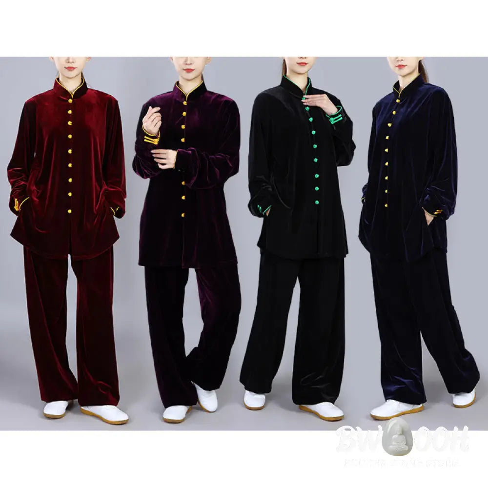 BWOOOH 2Pcs Fall Winter Tai Chi Meditation Qigong Zen Practice Unisex Velour Plush Clothing Set - Unisex Meditation