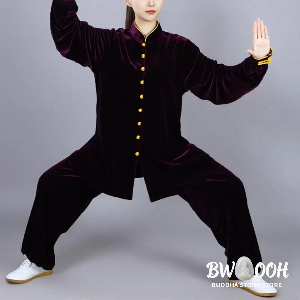 BWOOOH 2Pcs Fall Winter Tai Chi Meditation Qigong Zen Practice Unisex Velour Plush Clothing Set - Unisex Meditation