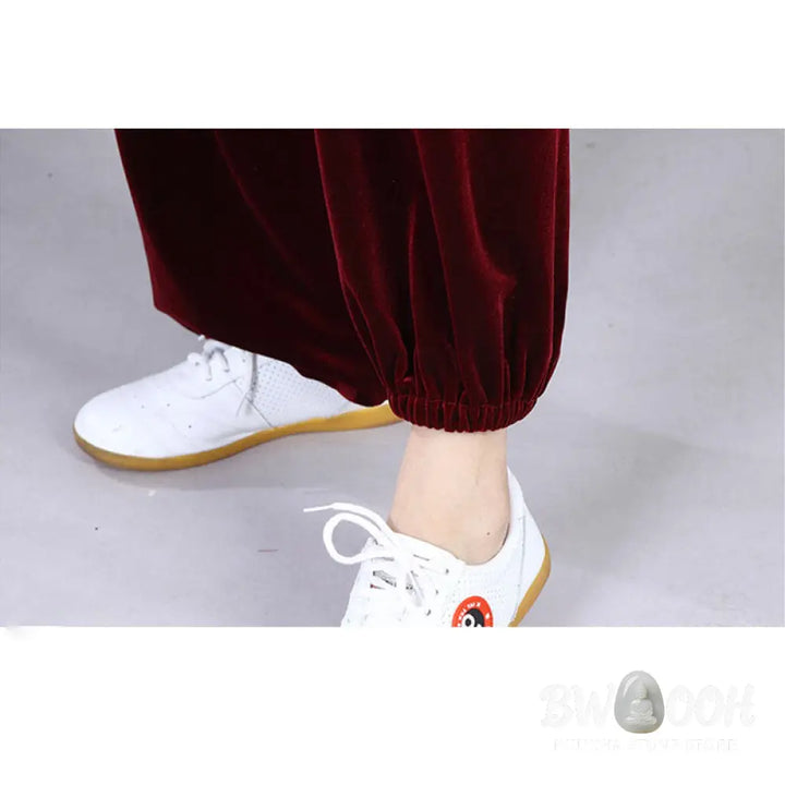 BWOOOH 2Pcs Fall Winter Tai Chi Qigong Practice Unisex Frog-Button Meditation Velour Clothing Set - Unisex Meditation