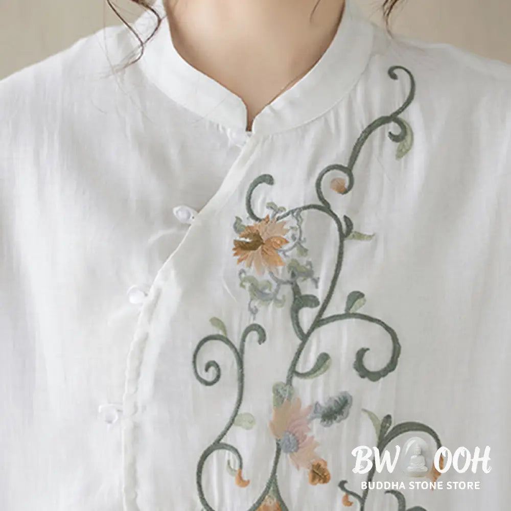BWOOOH 2Pcs Flower Embroidery Short Sleeve Tee T-shirt Wide Leg Pants Set - 2-Piece Outfit