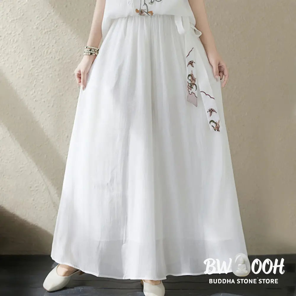 BWOOOH 2Pcs Flower Embroidery Short Sleeve Tee T-shirt Wide Leg Pants Set - 2-Piece Outfit